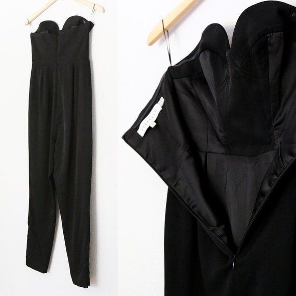 Keepsake Hearts On Fire Pant Suit Jumpsuit S Black Strapless Corset Pocket $190 - Picture 13 of 16